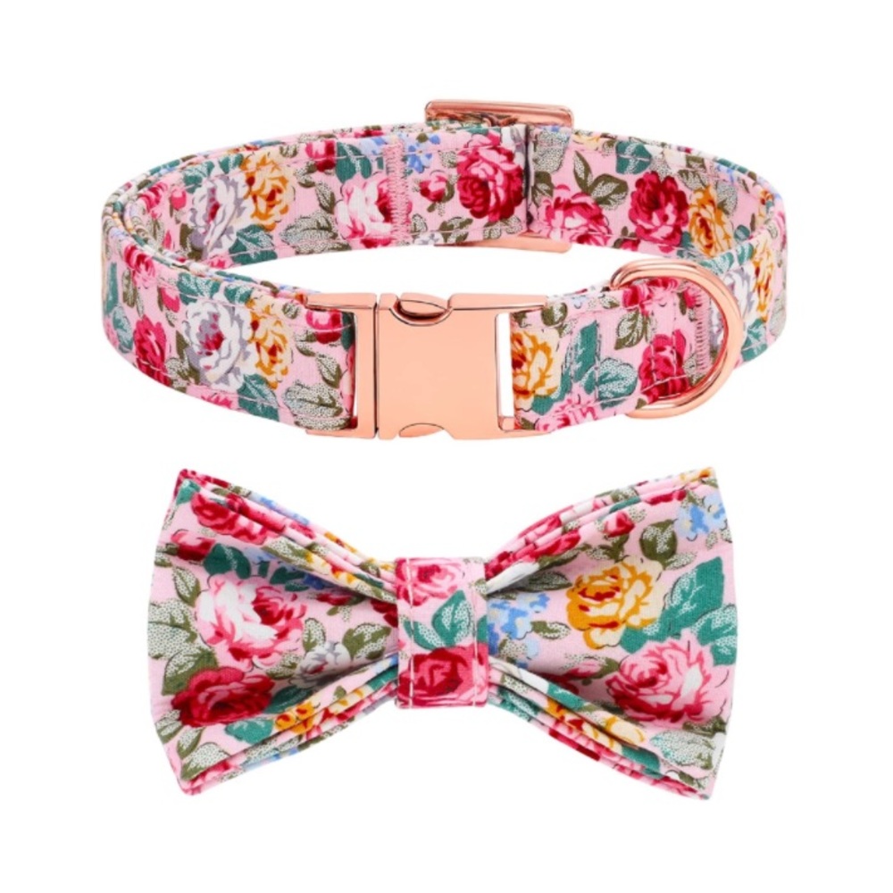 🎉 HOST PICK! | New! Pink Floral Print & Rose Gold Hardware Dog Collar